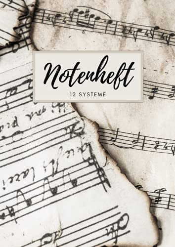 Notenheft: Musik Notenblätter blanko, 12 Systeme, Lineatur 14 ohne Hilfslinien