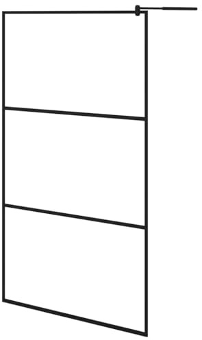 vidaXL Duschwand für Begehbare Duschen ESG-Klarglas Spritzfest Duschtrennwand Duschabtrennung Duschkabine Dusche Alu Schwarz 115x195cm