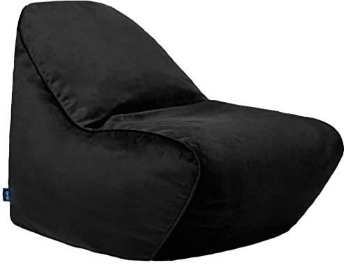 Loft 25 Gaming Sitzsack XXL für Erwachsene – Ergonomischer Indoor Sitzsessel mit Füllung 100 x 100 x 80 cm, Langlebig & Bequem Bean Bag Sessel Wohnzimmer Hergestellt in der EU (Samt-Gewebe, Schwarz)