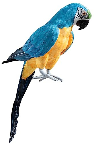 Deco Woerner Deko Papagei Dekofigur Schaufensterdeko Vogel Papagei sitzend blau/gelb 70cm