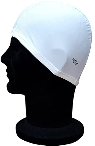 Blått rev elastisk spandex stretchig anti-slitage enkel passform enkel icke-vattentät deluxe dra på badmössa badmössa en storlek som passar alla åldrar 3+ år (vit)