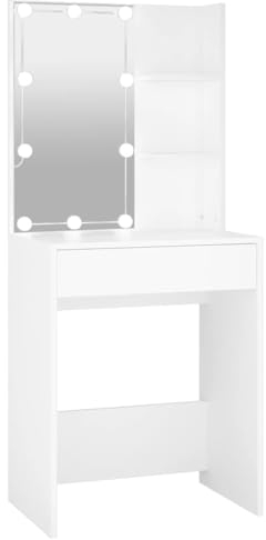 vidaXL Schminktisch mit LED Weiß 60x40x140 cm
