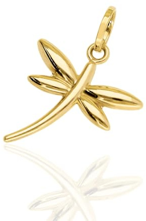 forme di Lucchetta - Libelle Anhänger aus 14K Gelbgold | Symbol der Freiheit und Veränderung, Goldanhänger Damen Mädchen 585 Echtgold für Kette (bis zu 4 mm), hergestellt in Italien
