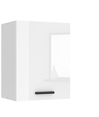 Belini SG - Armadio sospeso da cucina, 45 cm, con 1 anta, pensili da cucina, pensili da parete, bianco lucido
