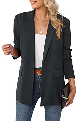 LUYAA Giacca oversize da donna, casual, da lavoro, da ufficio, con fodera e spalline