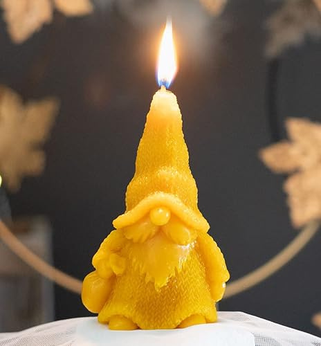 tea4chill Bienenwachskerze aus 100% Bienenwachs, Honigkerze, Zwerg, Kerze 6,5x4,5x10,5cm, Geschenk für Weihnachten, handgefertigt, Engelskerze