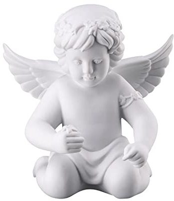 Rosenthal Engel mit Blumenkranz, 12,5 x 6,6 x H 13,5 cm, Porzellan Weiss-matt, inkl. Geschenkbox