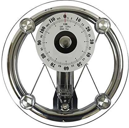 HADIIH Analoge Personenwaage/mechanische Waage, robuste Plattform aus gehärtetem Glas, analoges Zifferblatt, leicht ablesbar, der Fehler kann angepasst Werden, 120 kg Kapazität (Size : Round)