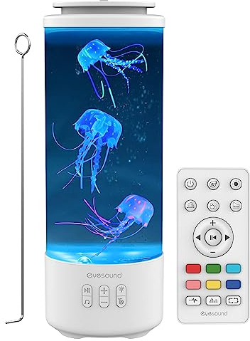 Lámpara de Lava Medusa, Altavoz Bluetooth Ruido Blanco LED Medusa Lámpara de Mesa Acuario 7 Colores Cambiantes con 4 Modos de Luz, Lámpara de Estado Ánimo Multi Color Luz Noche Escritorio (Negro)