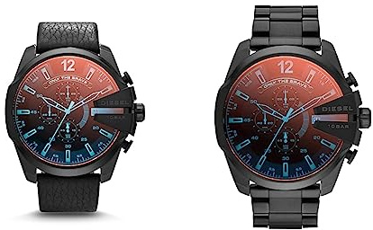 Diesel Herren Mega Chief Chronograph, 59 mm Gehäusegröße, Edelstahluhr
