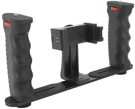 Smartphone Video Stabilizer Grip Vlogging Cage with 360 Degree Rotation Cold Shoe Interface Réglable Poignée pour Enregistrement Vidéo