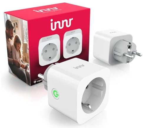 Innr Prise Connectée, 16A, pour Hue* et hubs Zigbee, 2-pack | Smart Plug, avec Contrôle de l'énergie, Répéteur Zigbee