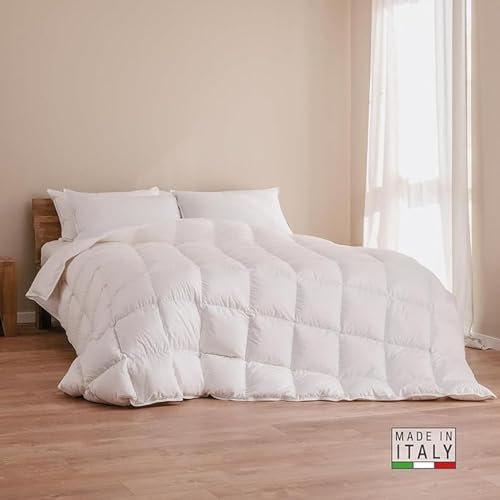 DREAMIN*101 - Piumone Matrimoniale Invernale Caldo Leggero in 90% Piumino d'Oca con Fodera Esterna in Cotone, Trapunta Matrimoniale Invernali Ipoallergenica e Traspirante, Piumino Matrimoniale 260x240