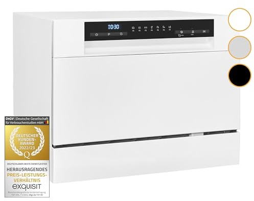 Proposed Value: Exquisit® Lavavajillas compacto de 55Cm para sobremesa, Clase D, Color Blanco, 6 Servicios, 7 Programas, Inicio Diferido 24H, Consumo 49 kWh / 100 ciclos, Medidas 43,8x55x50 Cm.