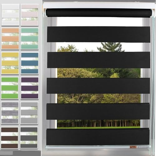 Dachfenster Rollo Verdunkelungsrollo, 95 x 280 cm Dachfenster Verdunkelung Sonnenschutz Thermorollo Fensterrollo Seitenzugrollo mit Bohren Klemmfix für Fenster, Schwarz