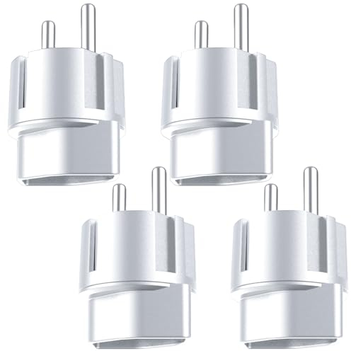 4 Stück Schweiz/Liechtenstein auf EU Adapterstecker: Adapterstecker Reisestecker Stecknuss Adapter Schweizer 3-polige Stecker auf 2-poliger DE/FR/IT/ES Steckdose (Weiß)