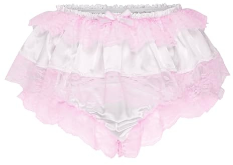 Satini Culotte Jupette Satin Dentelle Sissy | Toucher Soyeux, Bordure à Volants, Voile Évasé, Ceinture Élastique, Travestissement, Tailles S-XXL