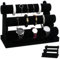 PRITOK Présentoir à bracelets en velours avec 3 étages amovibles - Présentoir à bijoux amovible pour montres, bracelets, colliers et bijoux à la main - Noir