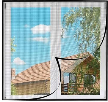 Fly Screen Window Insect Protection Without Drilling Mosquito net roof Window Fly Protection Screen for Inside and Outside 150x160cm/black