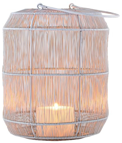 Marrakesch Boho dekoration estetisk lykta metalltråd 27 cm stor vit guld | lykta värmeljushållare Stello som trädgårdsdekoration och vardagsrumsbordsdekoration | utsökt ljushållare för värmeljus