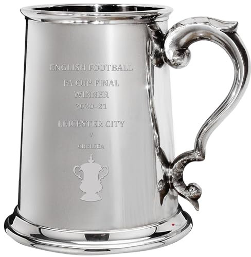I LUV LTD Tankard Chope pour Leicester City Vainqueur de la FA Cup Anglaise 2020-21, 1pt Chope en Étain
