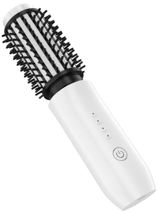 Dricar Kabellose Lockenstabbürste, Tragbare Reise Lockenstäbe Große Locken, 40mm Thermobürste Rundbürste 150-210℃, 7000 mAh USB-aufladbare Lockenbürste Stylingbürsten für Frauen, Weiß
