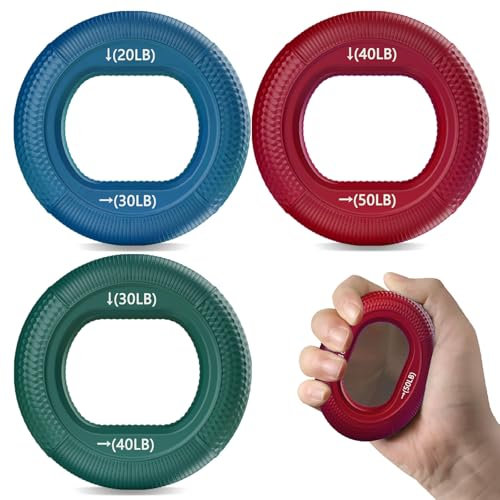 Handgriffstärker und Unterarmtrainer Griffkraft Trainer - Unterarm Finger Handgrifftrainer,3 Widerstandsstufen für progressives Training,Silikonringe für Muskeltraining Sport,Bouldern(20-50 LB)