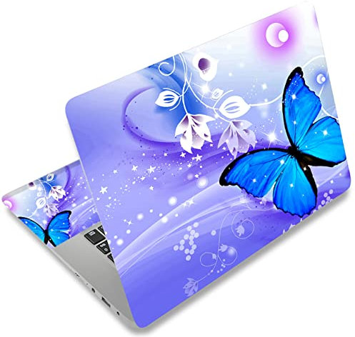 icolor Laptop Skin Sticker Decal 12 13 13.3 14 15 15.4 15.6 inch Personalized Universal Notebook Vinyl Skin Stickers Cover Art Decal Computer Protector (Blue butterfly)