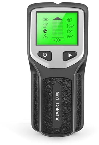 Leitungssucher Ortungsgerät Stromleitungsfinder 5 in 1 Wandscanner Metall Detektor mit HD LCD Anzeige für Metallrohren,Rohre,Holz, Stromleitungen, AC Spannungs usw