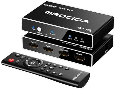 HDMI Switch Splitter 3 in 1 out 4K 60Hz/ HDCP2.3/ Multifunctional Remote for Auto switch on off/eARC/Allm/Vrr/CEC/HDR10+/Dolby Vision. Switcher selector Box hub multi adapter for multiple extra port