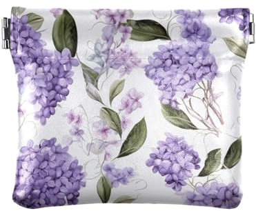 Münzgeldbörse, niedlicher Otterfisch, weiches PU-Leder, Mini-Geldbörse, Kleingeldtasche, kleine Münzbörse für Kreditkarten, Schlüssel, Lippenstift, Größe 10,9 x 9,4 cm, Weiß, Flieder mit Blumenmuster,