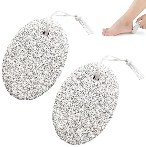 Pumice Stone for Feet/Hands/Body, Natural Lava Pumice Stone for Dead Hard Skin Removal, Foot Scrubber, White Calluse Remover, Foot File for Men/Women for Exfoliation (2pcs)