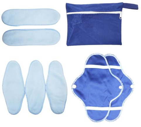 WEKADRIN 8 Stück Teiliges Waschbare Wiederverwendbare Stoffbinden aus Atmungsaktivem Plüsch Faltbar und Tragbar Hohe Saugfähigkeit mit Aufbewahrungstasche für Damen während Menstruation