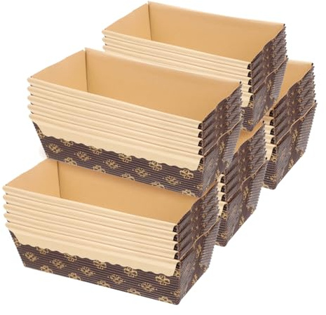 Sosoport 25pcs Disposable Paper Baking Pan Liners, Cake Tin Liners 2lb Loaf Tin, Rectangular Coffee Paper Moulds for Chiffon Cake and Loaf Baking, Indoor Dining, 25 Pack