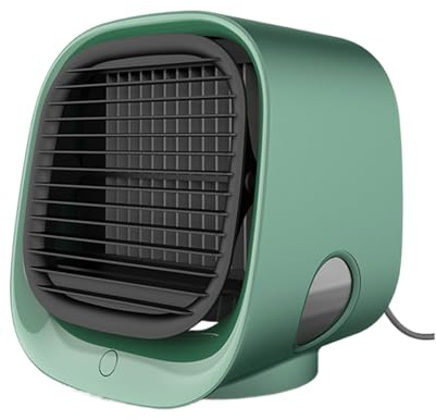 QUXVUIS Enfriador de aire USB portátil con selección de viento tres velocidades, filtración refrescante, efecto súper absorbente, ventilador refrigeración por agua, Verde