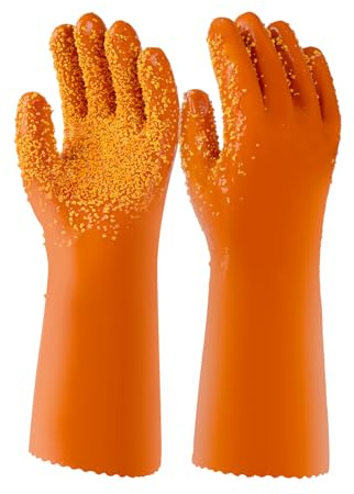 Xinsheinelry Industriefeste PVC Handschuhe Wasserdicht Chemikalienbeständig Rutschfester Für Küchenbau Gartenarbeiten 2 Stück rutschfeste Chemikalienhandschuhe