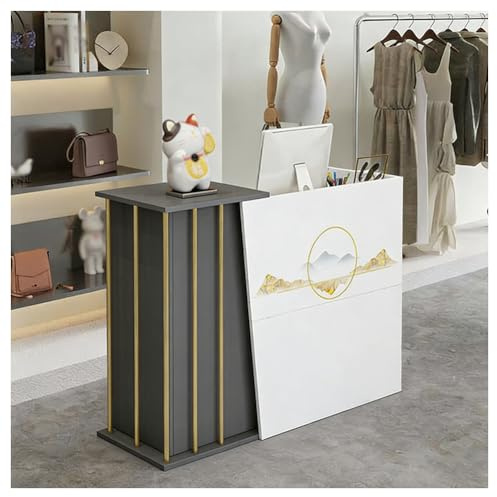 SPXMQSS Bancone Reception Negozio Bancone Cassa Centro Estetico con Cassetti Banco Cassa per Negozio Banco di Vendita Mobili per Reception Bancone Reception Angolare B 90x120 cm