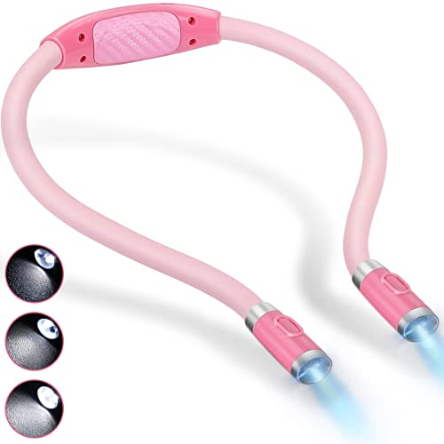 LED Book Lights for Reading in Bed, Hands Free Eyes Care Book Light, Rechargeble USB Book Reading Light with 4 Adjustable Brightness (Pink)