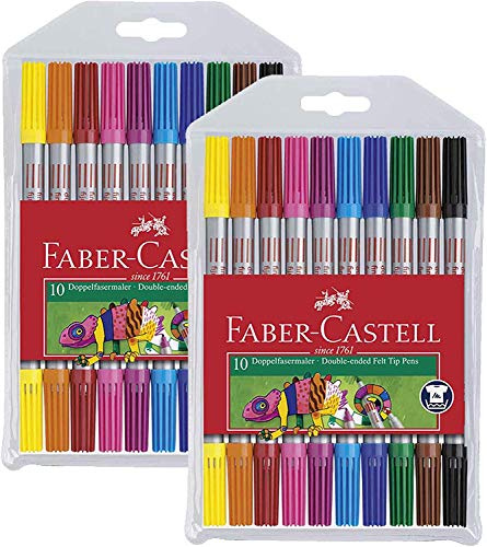 Faber-Castell 151110 - Fasermaler mit Doppelspitze (sortiert, 2 x 10er Etuis)