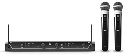 LD Systems U305 HHD 2 - Duales Funkmikrofon System mit Sender/Empfänger und 2 dynamischen Handmikrofonen, 584-608 MHz, schwarz