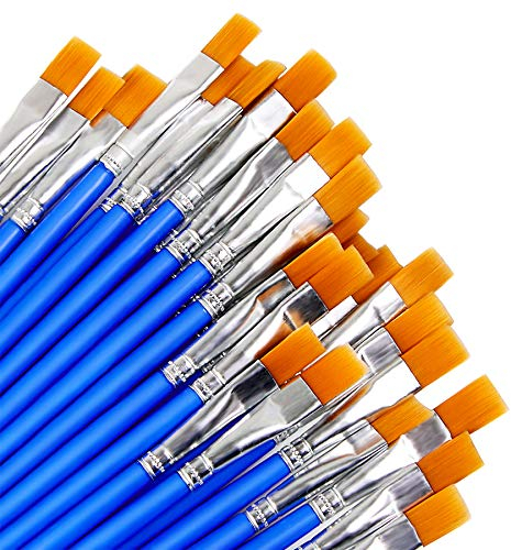 60 Stück Breite Flache Pinsel, Kleine Künstlerpinsel Pinsel Set für Details und Kunstmalerei (9mm)