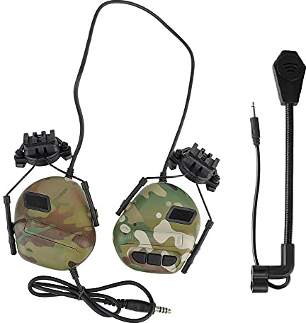 Casque d'écoute Tactique Militaire de Tir avec Capteur de Son et Fonction de Réduction du Bruit, Casques Tactiques Accessoires pour Airsoft et Paintball, l'armée,Chasse, Jeu de Guerre, CS