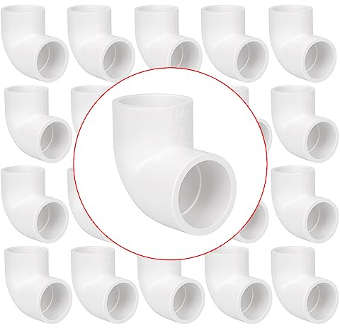 20 Pack 3/4 90 Degree Elbow Pipe Fittings 2 Way Right Angle PVC Pipe Fitting, Furniture Build Grade SCH40 (Socket x Socket) 3/4 PVC Fitting Connectors for DIY PVC Shelf Garden Support Structure
