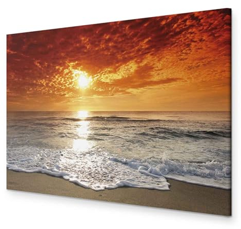 murando - Wandbilder Strand und Meer 60x40 cm Leinwandbild 1 tlg Kunstdruck modern Wanbilder XXL Wanddekoration Design Wand Bild Strandmotiv Sonnenuntergang Sonne c-B-0264-b-a