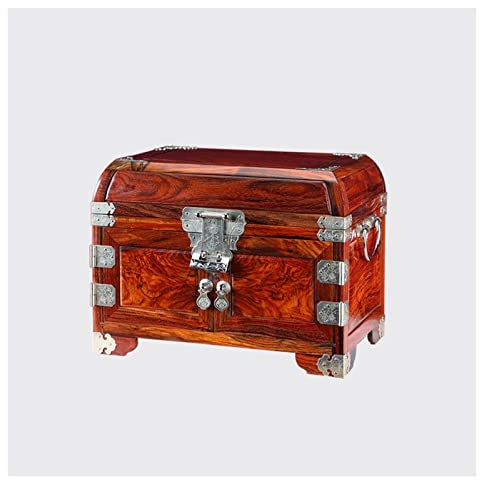 Schmuckschatulle Traditionelle hölzerne Schmuckschatulle Treasure Box - Orientalische Stil Holzkiste for Schmuck, Vintage Schatztruhe mit 3 Schublade - Antike Aufbewahrungsbox Schmuckschrank
