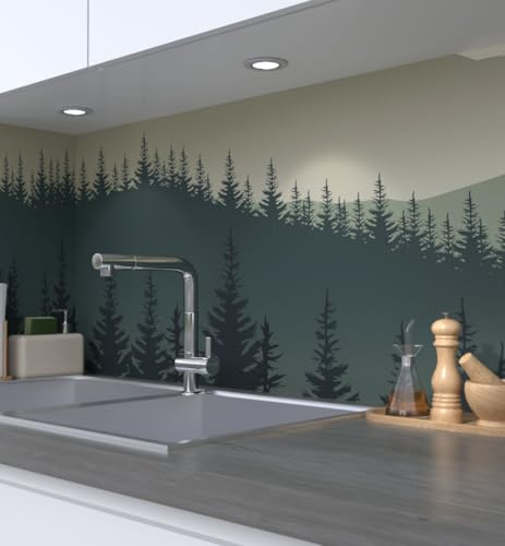 MyMaxxi Küchenrückwand selbstklebend – Matte, 0,4 mm Premium Spritzschutz Folie als günstige Alternative zu Glas, einfache Montage & leichte Reinigung – Motiv: Waldlichtung B 80 cm x H 60 cm