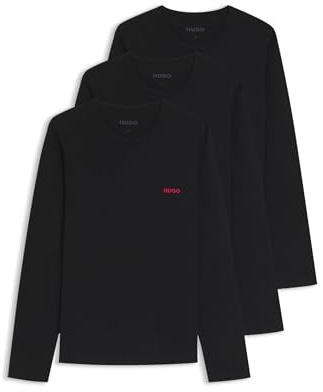HUGO Herren Ls-Shirt Rn Triplet Longsleeve, Black1, L EU