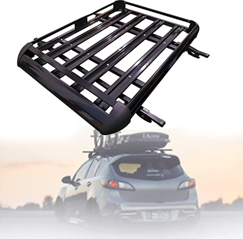 vikitim Dachgepäckträger Universal Dachkorb Aluminium Dachträger Universal Auto Gepäckträger, Auto Gepäckträger Bis 200Kg Belastbar, Relingträger Mit Bars Auto Dachträger 127 * 97cm