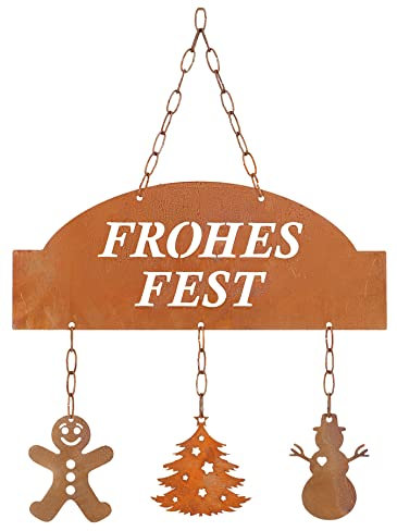 KOTARBAU® Weihnachtsdekoration Ecorost Türschild Fensterbild 45cm Willkommensschild Weihnachtsbaummann Frohes Fest zum Aufhängen Edelrost Weihnachtsdeko Weihnachten Türhänger