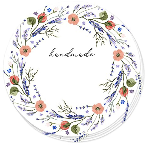 Apoidea - Etiketten selbstklebend zum Beschriften 50 Stück/Etiketten für Einmachgläser/Etiketten Marmelade ablösbar/Etiketten Handmade/Etiketten für Gläser – Motiv Floral